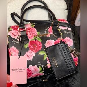 NWT Juicy Couture Fame Satchel Black Romantic Floral